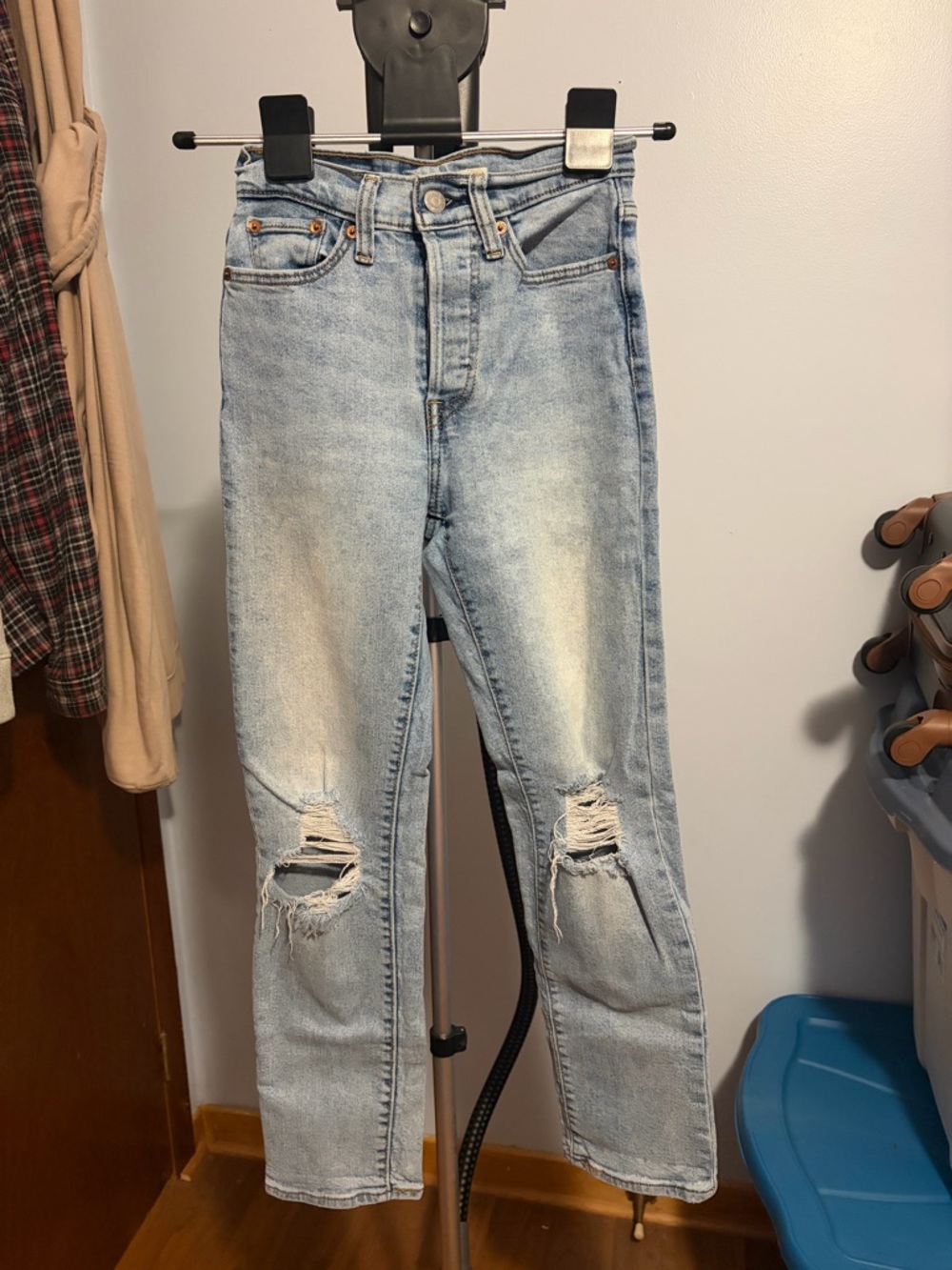 Levi's Light Blue Distressed Slim Straight Jeans